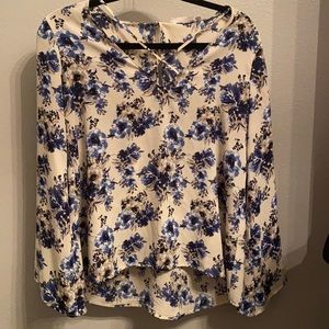 Blue floral blouse